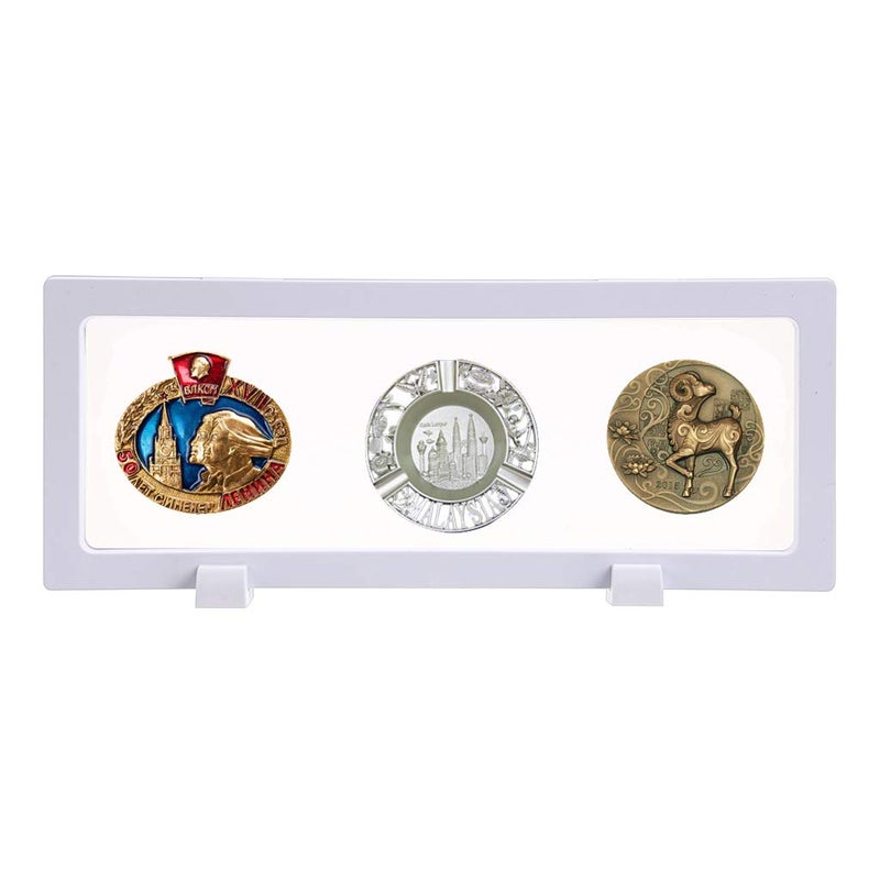 Skelang 3D Floating Display Case, White Rectangular Coin Holder Display Stand, 9"Ã—3.54"Ã—0.75" Suspension Frame Box for Challenge Coin, Chip, Jewelry, Pin, Cash Paper, Sets of 3 - Image 4